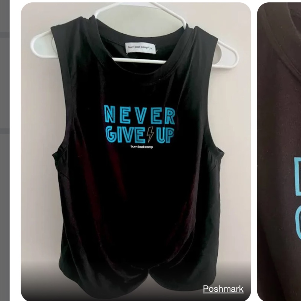 Never give up burn boot camp cropped tank